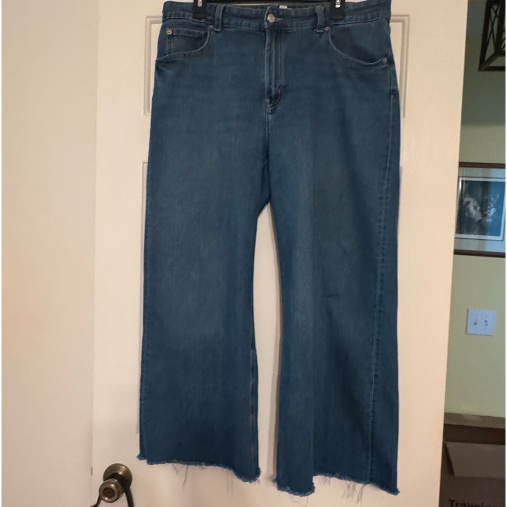 2024 ZARA jeans from Germany 14 46 cropped wide leg raw hem high waisted